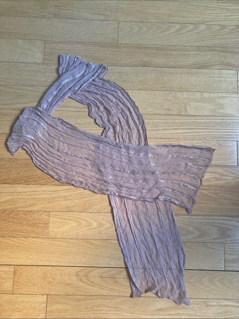 Vintage Dusty Rose Women's Textured Scarf with Shimmering Beads